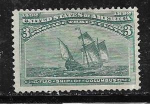 US # 232 3c Columbian Exposition, Green (MNG) CV. $35.00