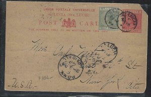 ST LUCIA   (PP2708B)  1895 QV 1D PSC+ 1/2D TO USA 