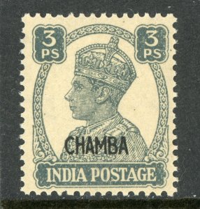 India 1942 KGV Chamba Convention States 3p Scott # 89 MNH V58