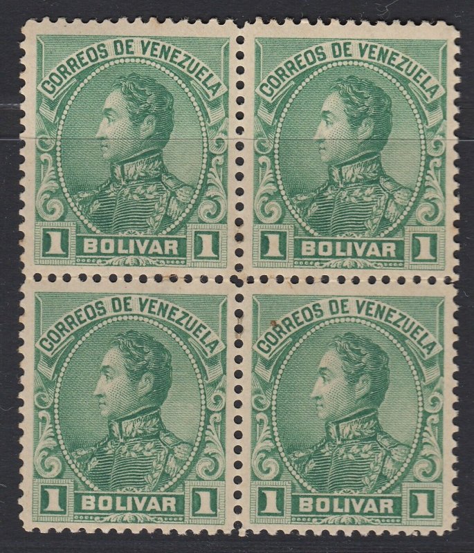 Venezuela 1899-1901 1b Yellow Green Block of 4. LM Mint. Scott 147, SG 184