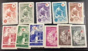 Turkey #RA188-98 Mint 1956 Woman & children, Flag & Building, Mother Nursing