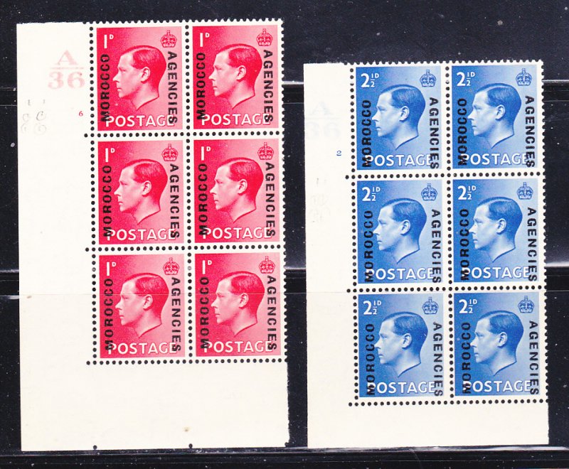 Great Britain Offices In Morocco 244-244a, 24 Blocks Of 6 Set MNH Surcharges