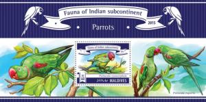 MALDIVES 2015 SHEET PARROTS BIRDS mld15306b