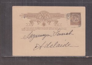 SOUTH AUSTRALIA,POSTAL CARD,1d Brown, 1905 PETERSBURG squared circle to Adelaide