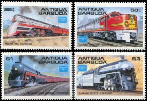 Antigua 934-937, MNH, Classic American Trains