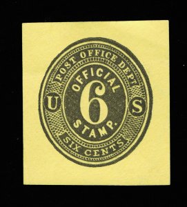 GENUINE SCOTT UO12 MINT 1874-75 BLACK ON LEMON POST OFFICE OFFICIAL CUT SQUARE