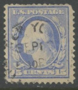 US Sc#340 1909 15c Double Line Watermark 191 Fine-VF Centering Used