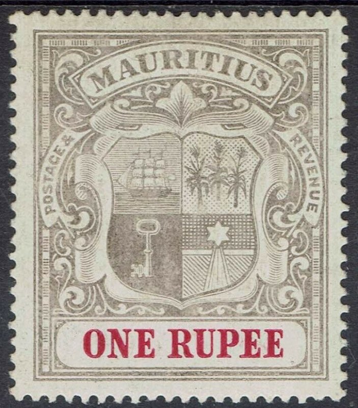 MAURITIUS 1904 ARMS 1R WMK MULTI CROWN CA