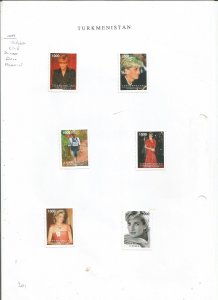 TURKMENISTAN - 1997 - Princess Diana Memorial - Perf 6v Set - M L H - Private