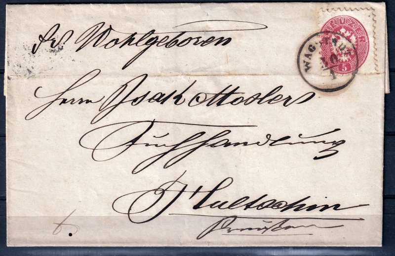 Austria 1865 - 5kr on cover see Scans # 19