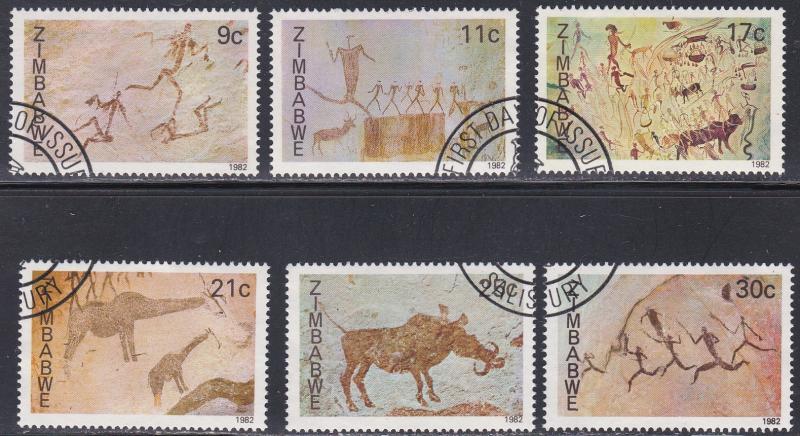 Zimbabwe # 446-451, Rock Paintings, Used Set, 1/2 Cat.