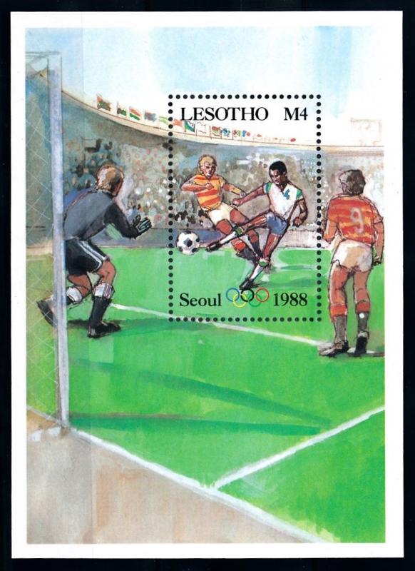 [92227] Lesotho 1987 Olympic Games Seoul Football National Flag Error Sheet MNH