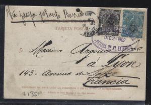 EL SALVADOR  (P2504B)  1902 PSC WTH 3C+5C SURCH TO FRANCE 