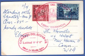 ECUADOR - EQUATOR Latitude 0, Special Cancel and Real Photo Galaagos, Red cancel