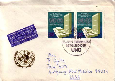 Germany D.D.R., First Day Cover, United Nations Related