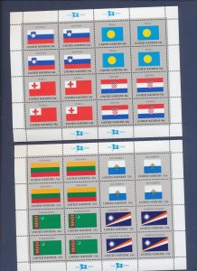 UN -FLAG SHEETS - Scott 744-751 & 795-802 - 1999 & 2001 - two scans 