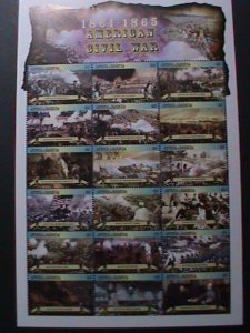 ​ANTIQUE-BARBUDA -AMERICAN CIVIL WAR-THE BATTLE FIELDS MNH SHEET VERY FINE