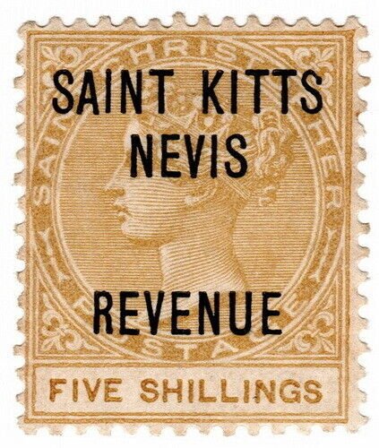 (I.B) St Kitts & Nevis Revenue : Duty Stamp 5/-