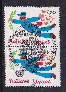 United Nations Geneva  #133 cancelled  1985 postman 20c pair