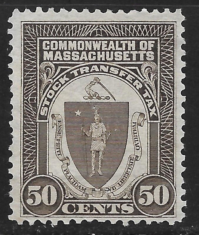 US 50c Massachusetts Stock Transfer Tax ~ MNG