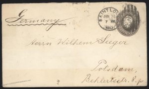 USA 1886 5c Postal Entire Cover St Louis to Potsdam Germany 110093