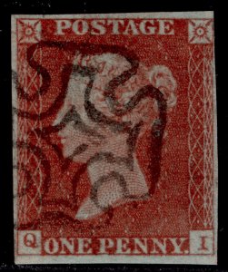 GB QV SG8, 1d red-brown PLATE 39, USED. Cat £120. SCOTTISH MX QI