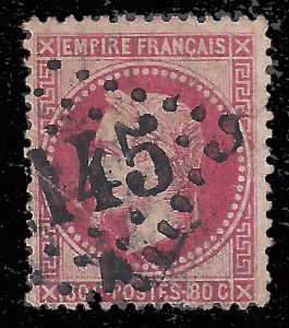 France 1863 Sc 36, YT 32 Napoleon III Laure 80c used vg
