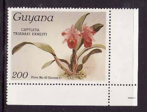 Guyana-Sc#1077a- id9-unused NH 200c-Flowers-Orchids-wmk Lotus Bud Multiple-1985-