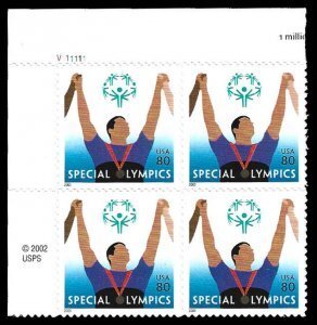 U.S. # 3771 Special Olympics 80c Plate Block of 4, MNH.