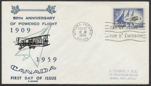 1959 #383 Silver Dart 1st Flight FDC Charles George Cachet Ottawa