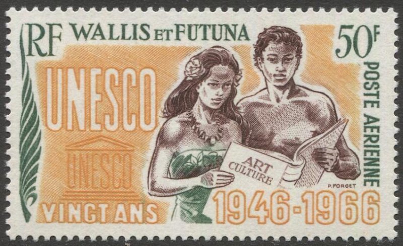 WALLIS AND FUTUNA 1966 Sc C26  MNH 50f  VF UNESCO Anniversary