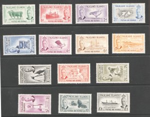 1952 Falkland Islands Sc# 107-20 KGVI Definitive set - MH Cv$200.40