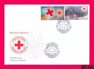 MOLDOVA 2003 Medicine Medical Society of Red Cross Flag Emblem Sc447-448 FDC
