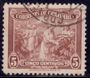 Colombia, 1939, Coffee Harvest, 5c, American Bank Note, used**