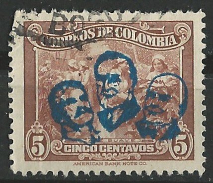 Colombia # 522  Stalin, FDR, Churchill overprinted (1)  VF Used