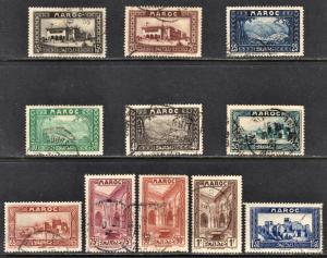 French Morocco Scott 129-33, 135-39, 141  F to VF used.