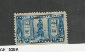 United States, Postage Stamp, #619 Mint NH, 1925 Lexington Concord