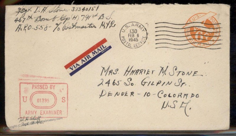 USA WWII APO Airmail Military Mail Cover 93815