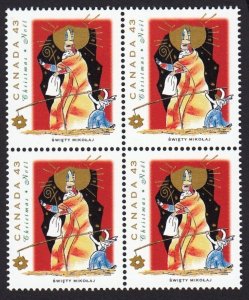 Christmas * Santa in Poland * Canada 1993 #1499 MNH Block of 4