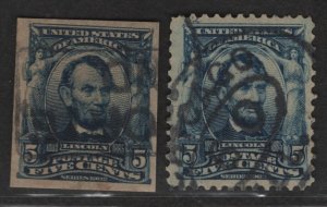 $US Sc#315 used VF-XF perf and imperf stamps