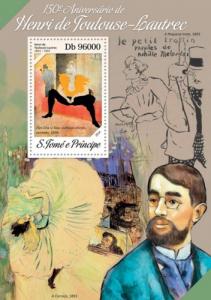 SAO TOME E PRINCIPE 2014 SHEET TOULOUSE LAUTREC ART PAINTINGS st14204b