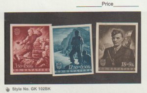 Croatia scott #B60-B62 Mint Never Hinged, 1944 WWII German State