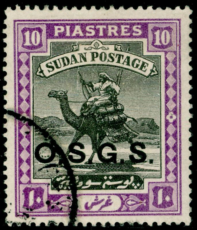 SUDAN SGO4, 10p black & mauve, FINE USED. Cat £26.