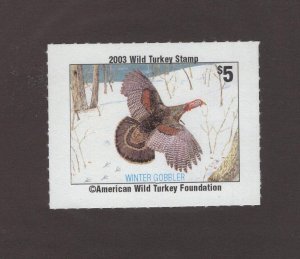 AWTF4 - American Wild Turkey Foundation Stamp. Single. MNH. OG.