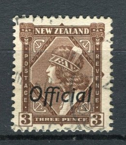 NEW ZEALAND; 1930s early OFFICIAL Pictorial issue fine used 3d. value