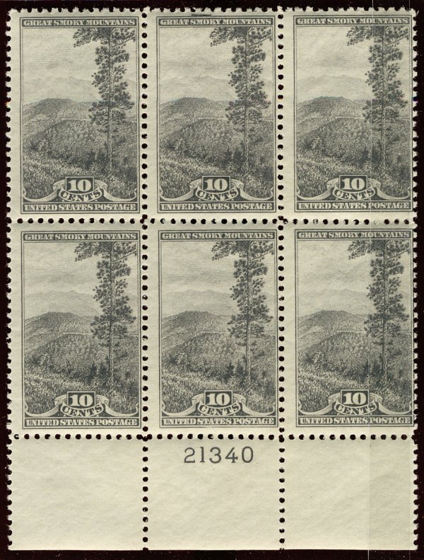 US #749 PLATE BLOCK, F/VF mint very lightly hinged, nicely centered,   FRESH!