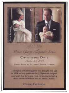 Cook Is.-Sc#1505- id9-unused NH sheet-Royal Baby-Prince George Christening-2014-