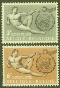 Belgium Scott 585-586 MH* 1962 UN stamp set