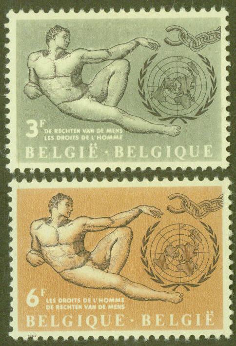 Belgium Scott 585-586 MH* 1962 UN stamp set