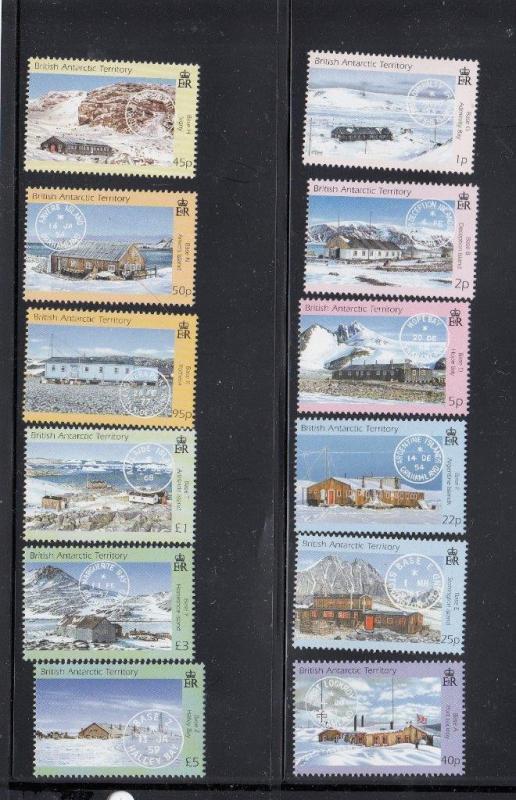 BRITISH ANTARCTIC TERRITORY # 330-341 VF-MNH BASES AND POSTMARKS CAT VAL $50+